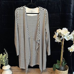 Soma Draped Front Cardigan Black & Cream Striped